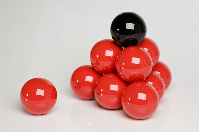 Snooker balls in a pyramid shape