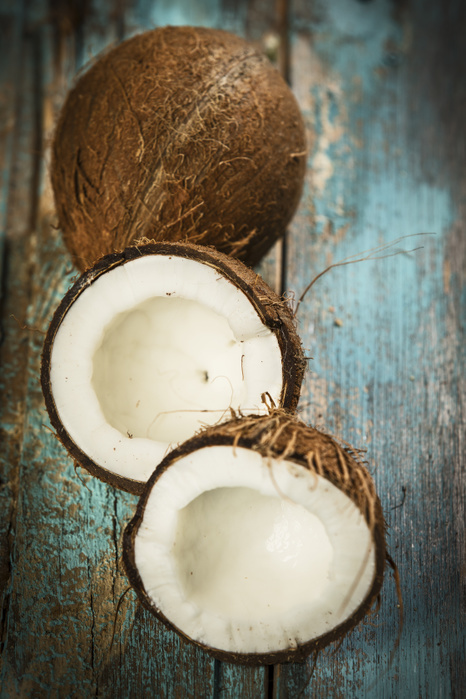 Opened coconut, close up Opened coconut, close up