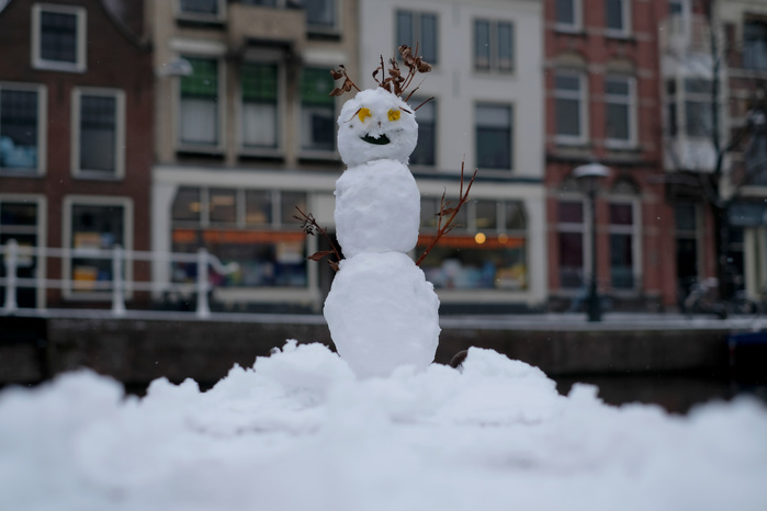 Leiden, Netherlands A snow man stands January 22, 2019, in Leiden, Netherlands. Leiden is the birth place of Dutch famous painter Rembrandt van Rijn.    Photo by Yuriko Nakao AFLO   