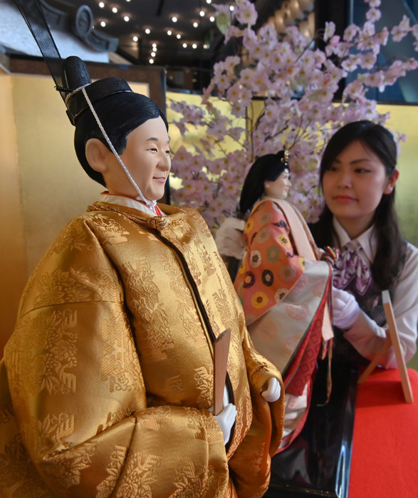 2019  Expected Bina of the Year  open to the public. January 23, 2019, Tokyo, Japan   Male and female look alike dolls are shown to the media in Tokyo on Wednesday, January 23, 2019. They are modeled after Crown Prince Naruhito and Princdess Masako, new figure skating champion Rika Kihira and Japanese chess master Sota Fujii. The set of dolls are made for the The set of dolls are made for the upcoming Girls  Day celebration on March 3, in which a set of ornamental dolls representing Mikado and court attendants are displayed to  Photo by Natsuki Sakai AFLO  AYF mis 