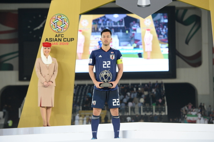2019 AFC Asian Cup Japan Finishes Runner Up, Loses to Qatar Japan s Maya Yoshida poses with the Fair Play Award trophy during the award ceremony after the AFC Asian Cup UAE 2019 Final match between Japan 1 3 Qatar at Zayed Sports City Stadium in Abu Dhabi, United Arab Emirates, February 1, 2019.  Photo by JFA AFLO 