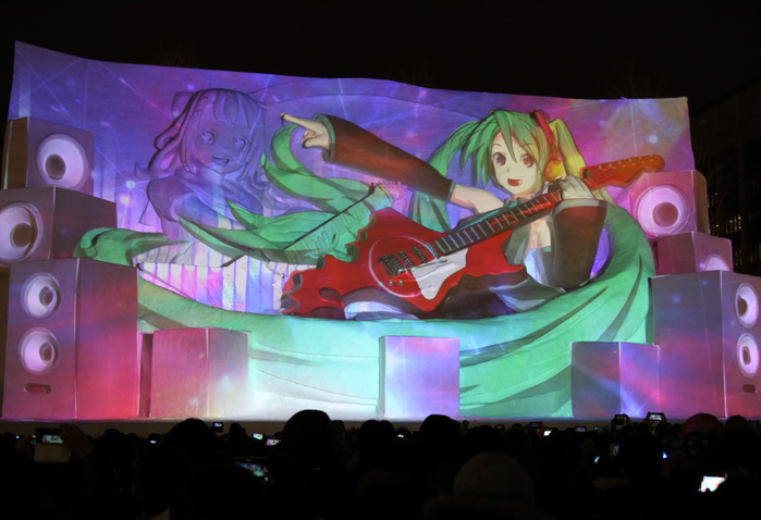 2019 Sapporo Snow Festival February 4, 2019, Sapporo, Japan   A projection mapping is casted on a large snow sculpture of character of Hatsune Miku at the 70th annual Sapporo Snow Festival in Sapporo in Japan s nortern island of Hokkaido on Monday, February 4, 2019. The week long snow festival started at the Odori Park in central Sapporo through February 11 and over 2.5 million people are expecting to visit the festival.    Photo by Yoshio Tsunoda AFLO  LWX  ytd 