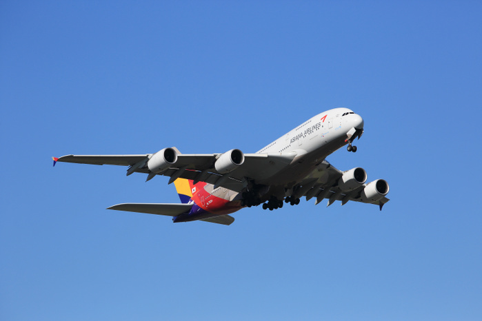 Blue Sky and Jet Airplane Asiana Airlines Airbus