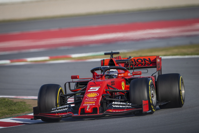 F1   WINTER TESTS 1   BARCELONA   2019 FIA F1 World Championship 2019 Test in Barcelona Spain Motorsports: FIA Formula One World Championship 2019, Test in Barcelona, pre season F1 testing in Spain  Scuderia Ferrari s driver Sebastian Vettel of Germany drives his cars during the tests for the new Formula One Grand Prix season at the Circuit de Catalunya in Montmelo, Barcelona, Spain, on February 18, 2019.  Photo by AFLO 