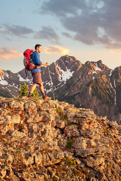  hiking Man hiking, Mount Sneffels, Ouray, Colorado, USA