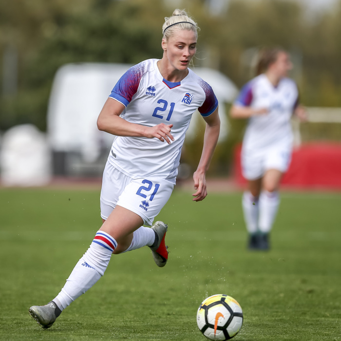 Portugal: Iceland vs Scotland  Women  Iceland player Svava Ros Gudmundsdottir during the Algarve Cup 2019 Group A match between Iceland 1 4 Scotland at Bela Vista Municipal Stadium in Parchal, Portugal, March 4, 2019.  Photo by Pro Shots AFLO 