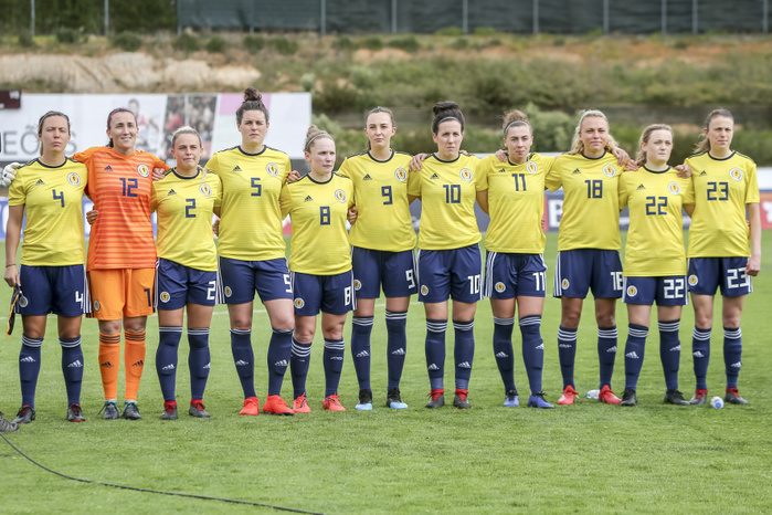 Portugal: Iceland vs Scotland  Women  Scotland team group line up during the Algarve Cup 2019 Group A match between Iceland 1 4 Scotland at Bela Vista Municipal Stadium in Parchal, Portugal, March 4, 2019.  Photo by Pro Shots AFLO 