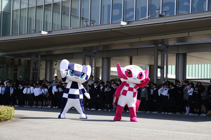 Tokyo 2020 Olympic Games 500 Days Ahead Event: 500days Cargo Unveiling   Departure Ceremony  L to R  MIRAITOWA,. MEITY SOMEITY,. MARCH 12 2019 :. 500 Days to Go  Tokyo caravan  Yell de Tsunagou . Today is 500days before Tokyo 2020 Olympics. Today is 500days before Tokyo 2020 Olympic games.  Photo by Naoki Morita AFLO SPORT 