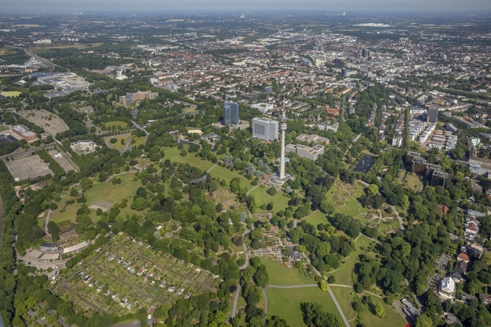 Germany Cityscape with Westfalenpark, Dortmund, Ruhr area, North Rhine Westphalia, Germany, Europe, Photo by Hans Blossey