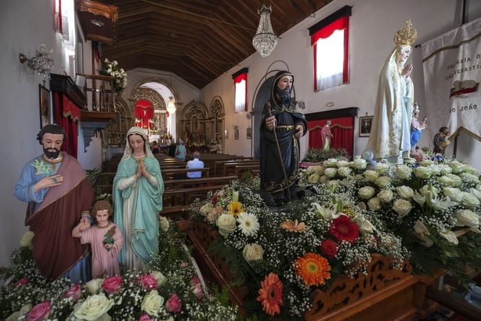 Portugal Patron saint, figures for the procession to the Santo Christo Feast in the Church of Ginetes, Sao Miguel Island, Azores, Portugal, Europe, Photo by Harry Laub
