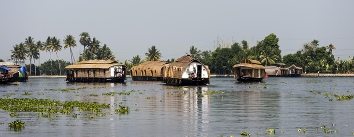 India Kettuvallams, Houseboats, Backwaters near Alappuzha, Malabar Coast, Kerala, India, Asia, Photo by Joachim Hiltmann