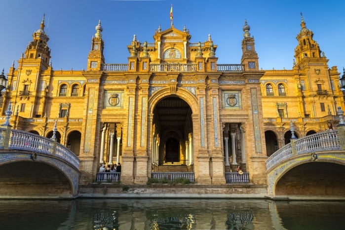 Spain Building on the Plaza de Espa a, Seville, Andalusia, Spain, Europe, Photo by Martin Jung