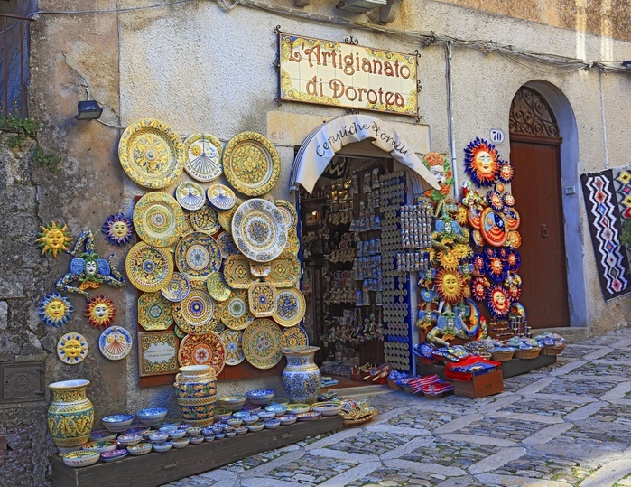 Italy Souvenir shop in the alleys, Erice, Sicily, Italy, Europe, Photo by BAO