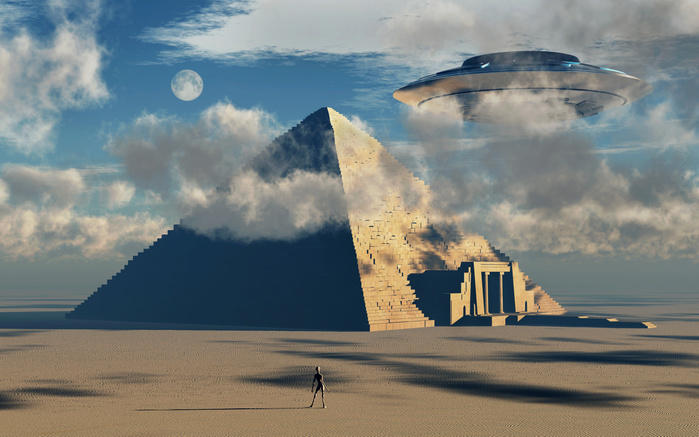 Artist s concept illustrating how aliens helped to build ancient Egyptian monuments. Artist s concept illustrating how aliens helped to build ancient Egyptian monuments.