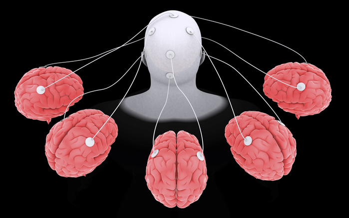 Conceptual image of multi brain processing. Conceptual image of multi brain processing.
