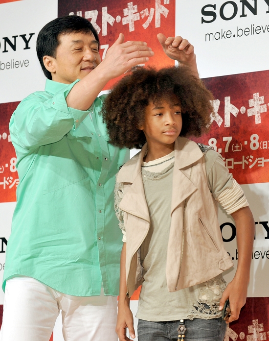 Jackie Chan and Jaden Smith, Aug 05, 2010 : Aug. 5, 2010 - Tokyo, Japan - Jackie Chan (L) and Jaden Smith (R) attend the press conference for the movie, 'The Karate Kid. The movie will hit Japanese theaters on August 7.