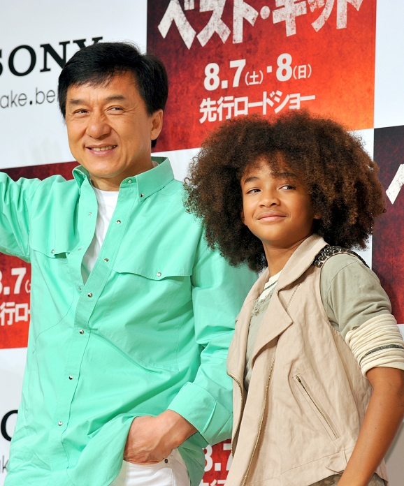 Jackie Chan and Jaden Smith, Aug 05, 2010 : Aug. 5, 2010 - Tokyo, Japan - Jackie Chan (L) and Jaden Smith (R) attend the press conference for the movie, 'The Karate Kid. The movie will hit Japanese theaters on August 7.