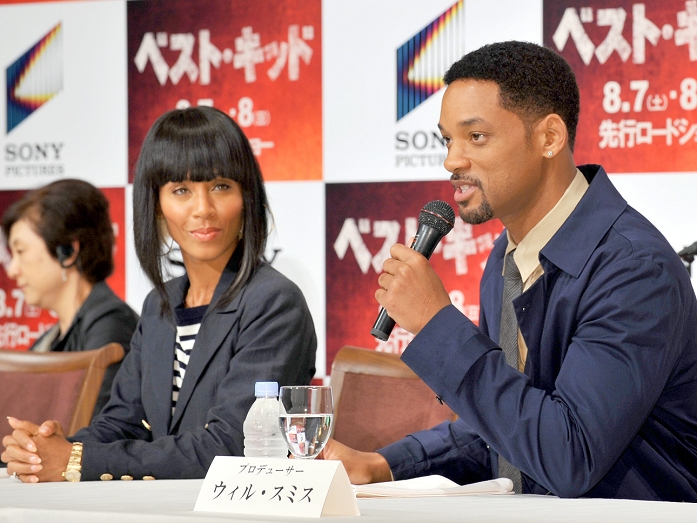 Jada Pinkett Smith and Will Smith, Aug 05, 2010 : Aug. 5, 2010 - Tokyo, Japan - Jada Pinkett Smith (L) and Will Smith (R) attend the press conference for the movie, 'The Karate Kid.' The movie will hit Japanese theaters on August 7.