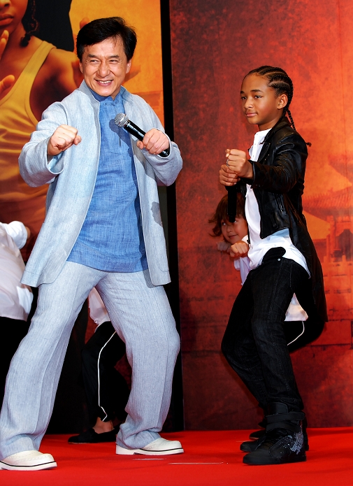 Jackie Chan and Jaden Smith, Aug 05, 2010 : Actor Jackie Chan(L) and actor Jaden Smith(R) attend a Japan premiere for the film 